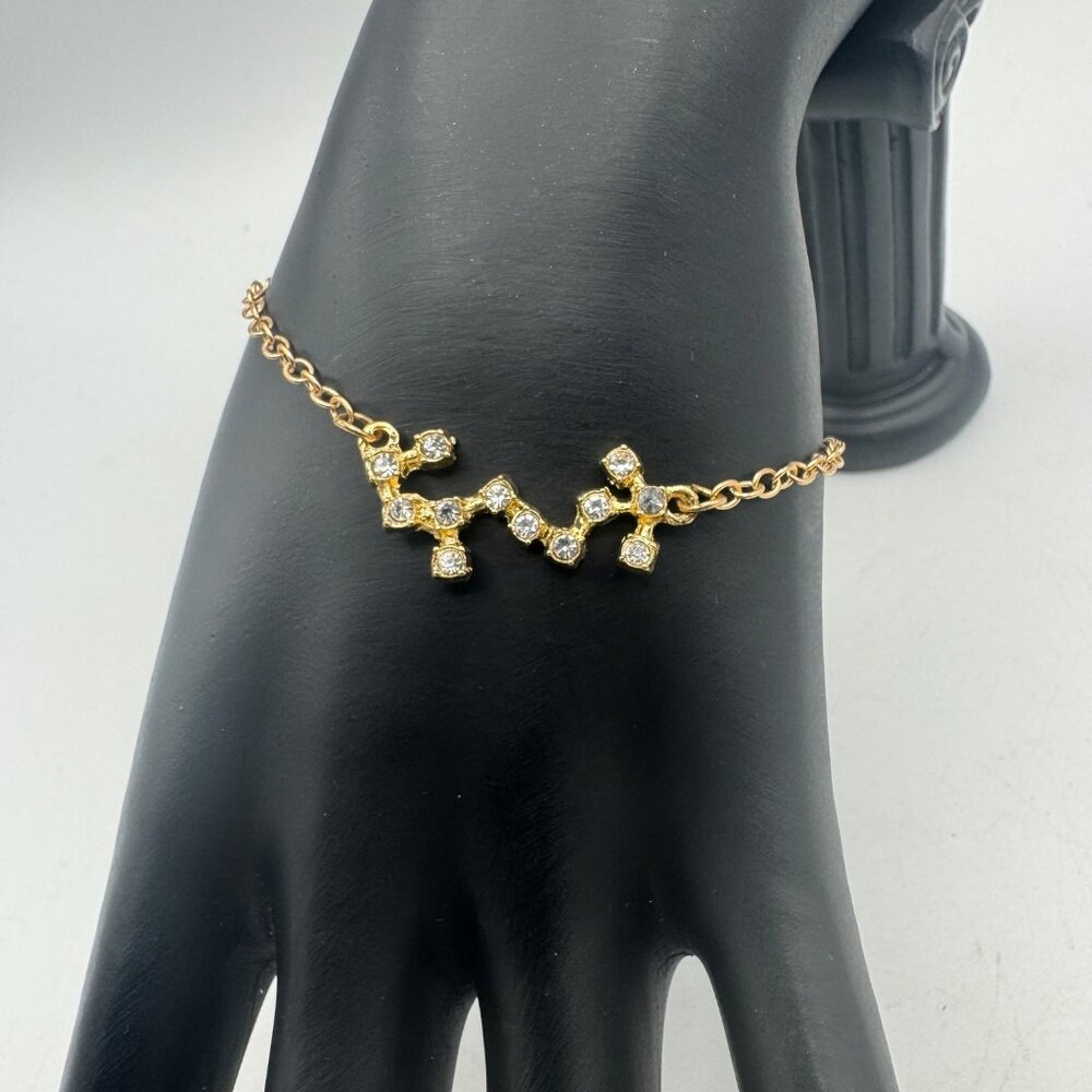 Scorpio Zodiac Constellation Bracelet Gold Plated With Cubic Zirconia Adjustable